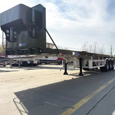 İyi bir fiyat. Yeni 40FT Üç Eksenli 12 lastikli düz yataklı yarı römork, konteyner ve kargo taşımacılığı için anti kilitleme fren sistemi çevrimiçi